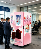Distributeur automatique de crème glacée molle, paiement intelligent, kiosque de vente de crème glacée sans personnel pour parc d'attractions, station-service
