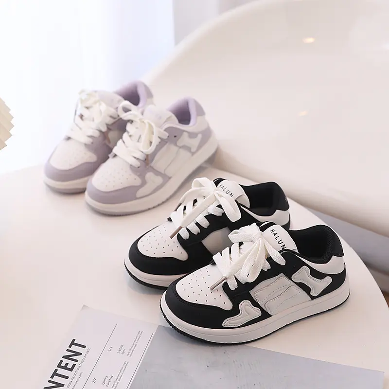 Spring Autumn Men Women Sneakers Black Sneakers Women Shoes Leather Lace-up Flats Casual Shoes