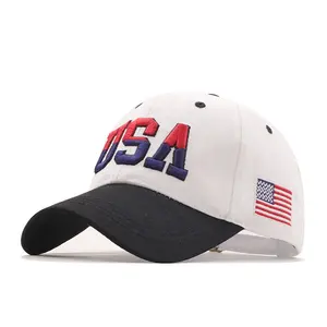 Grosir topi bisbol bendera Amerika bordir topi ayah Logo Amerika