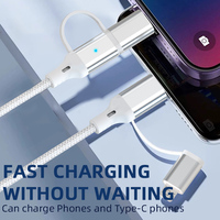 Offre Spéciale 1.2M 2 en 1 données de tresse en nylon chargeant plusieurs câbles de charge USB pour téléphone/type-c