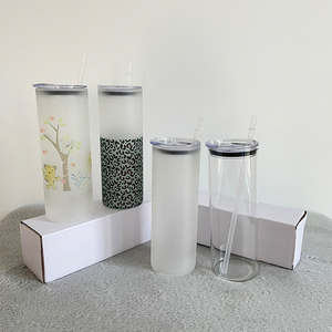 Vente <span class=keywords><strong>en</strong></span> <span class=keywords><strong>gros</strong></span> 25oz gobelet <span class=keywords><strong>en</strong></span> verre transparent dépoli de sublimation blanc droit gobelets maigres avec couvercle et paille <span class=keywords><strong>en</strong></span> plastique pour <span class=keywords><strong>impression</strong></span> à chaud - Product Image 4