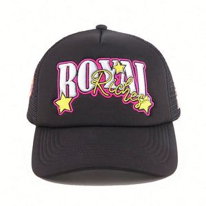 Gorra de Malla de Espuma de 5 Paneles con Logotipo Bordado en 3D de Alta Calidad, Diseño de Salpicaduras de Pintura, Estilo Y2K, Gorra Trucker Hip Hop para Exteriores - Product Image 6