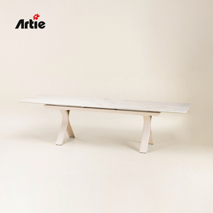 Artie, muebles de exterior modernos, mesa de comedor para Patio, restaurante de Metal, muebles de jardín, mesas de comedor extensibles - Product Image 1