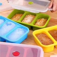 Bac de Congélation en Silicone à 3 Compartiments de Haute Qualité avec Couvercle, Boîte à Lunch Portable Réutilisable pour Cubes de Soupe, Échelle Double Face