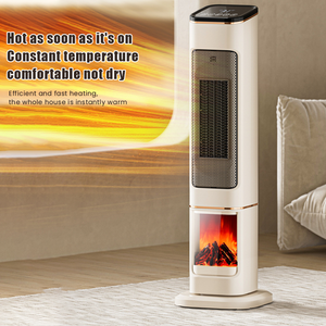 Ventilateur chauffant électrique sur pied en métal 2000W, portable, céramique PTC, minuterie 12 heures, contrôle tactile, effet de flamme 3D, rapide - Product Image 3