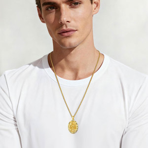 Merryshine Colgante de Santa Juana de Arco Personalizado, Chapado en <span class=keywords><strong>Oro</strong></span>, Cobre, Amuleto Cristiano, Medalla, Joyería, Collar para Hombre - Product Image 6