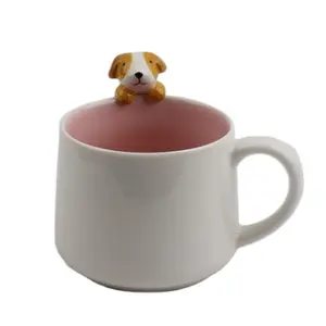 Caneca de café de cerâmica feita sob medida com mini cão Figuras caneca Novidade Animal 200 ml