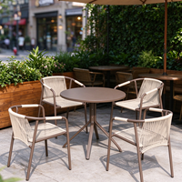 Ensemble table et chaises pliantes en aluminium, style moderne minimaliste, résistant à la rouille et aux intempéries, idéal pour café, salon de thé, jardin - Vente directe usine