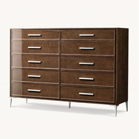 Sassanid OEM nouveauté style international ameublement laqué bisque acier inoxydable poli Benoit commode à 10 tiroirs