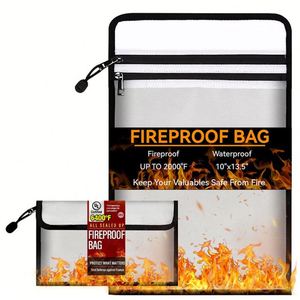 Fireproof <b>Document</b> <b>Bag</b> Certified 2000℉ Protection Waterproof & Reflective Strips 2 Sizes (5x8in & 11x15in) for Cash Legal Files - Product Image 1