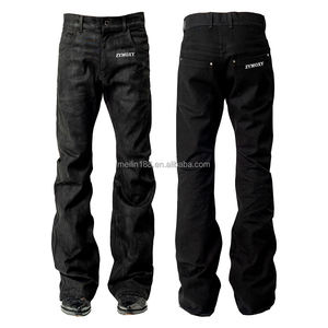 جينز رجالي مخصص أسود ضيق بتصميم بوت كت، جينز دنيم عتيق مشمع للرجال - Product Image 1