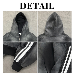 Custom Boxy <b>Zip</b> up Cotton Hoodie Men High Quality Streetwear Hoodies Manufacturer Blank Heavyweight Acid Wash Hoodie for Men - Product Image 6