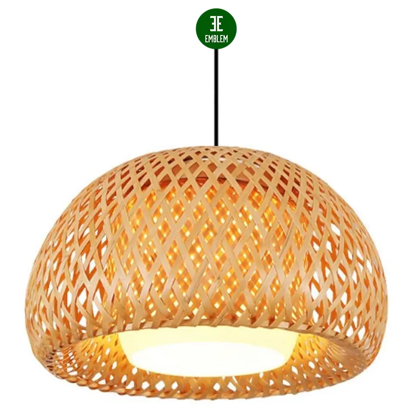 Bamboo Chandelier Rattan Pendant Lamp Shade Ceiling Lighting Weave Bamboo Rattan E26 Hanging Light Fixture