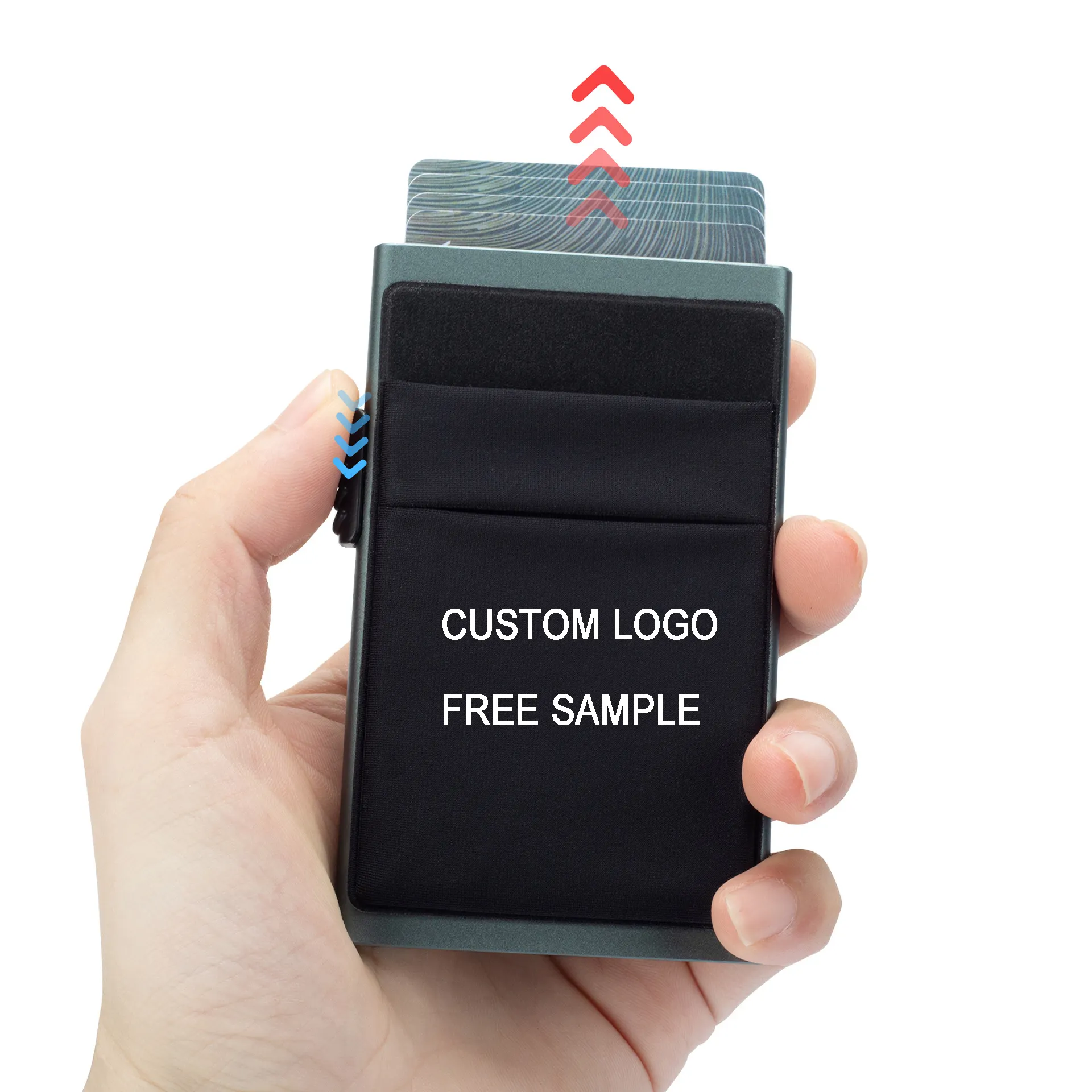 2024 New Custom Gift Rfid Business Automatische Pop-Up-Karten halter Brieftasche Männer mit Metall Geldclip und Karten tasche 2024