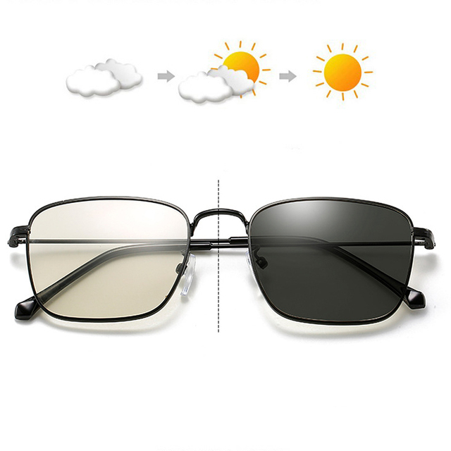 Wholesale Photochromic Optical Prescription Eyeglasses Frames Anti Blue Light Retro Square Metal Frame Glasses