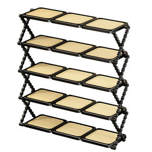 Étagère à chaussures pliable en rotin, 5 niveaux, rectangulaire, gain de place, pour l'organisation de l'entrée de la maison - Product Image 1