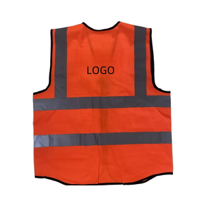 سترة أمان برتقالية اللون وفقًا لمعيار EN 471 وفئة ANSI 2، ذات وضوح عالي مع شرائط عاكسة 360 درجة بعرض 5 سم، قابلة للتخصيص، مصنوعة من البوليستر مع سحاب أمامي - Product Image 3