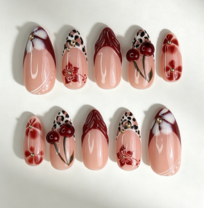 <span class=keywords><strong>Uñas</strong></span> <span class=keywords><strong>Postizas</strong></span> <span class=keywords><strong>de</strong></span> ABS con Estampado <span class=keywords><strong>de</strong></span> Leopardo Francés Jazzing Almond Press, con Dijes <span class=keywords><strong>de</strong></span> Flores, Acabado Brillante, Degradado Rojo Nude, Reutilizables, <span class=keywords><strong>para</strong></span> Mujeres y <span class=keywords><strong>Niñas</strong></span> - Product Image 2