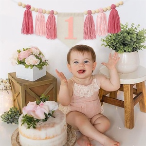Décoration d'anniversaire pour <span class=keywords><strong>bébé</strong></span>, bannière à pompons bohème pour chaise haute, décoration de fête de 1er anniversaire pour <span class=keywords><strong>bébé</strong></span>, ensemble <span class=keywords><strong>cadeau</strong></span> pour garçons et filles - Product Image 4