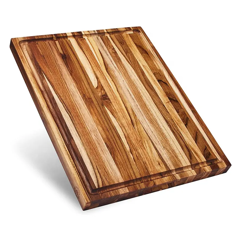 Placa de corte de madeira feito à mão, placa de corte de madeira com groove de suco