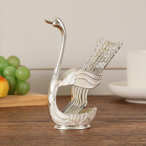 Factory Stock <strong>Swan</strong> Fruit Fork Storage Kitchen Creative Alloy Craft Tableware Gold and Silver Spoon Set Minimalist <strong>Nordic</strong> Design - Product Image 4