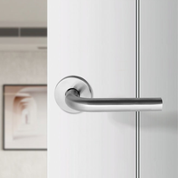 Poignée de porte en acier inoxydable SUS304 poli miroir brillant, type L, levier rond, pour portes intérieures d'hôtel
