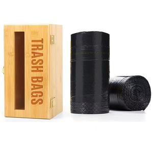 Bamboo Trash Bag <b>Storage</b> <b>Box</b> Square Wall Mounted <b>Kitchen</b> Organizer Covered - Product Image 5