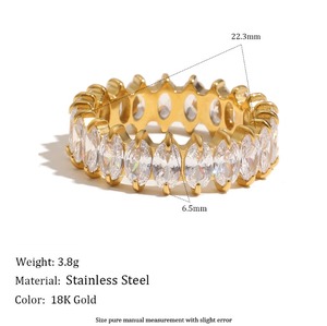Anillo de Eternidad de Acero Inoxidable Chapado en Oro PVD con Circonitas Completas para Mujer, Verano R409 - Product Image 6