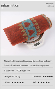 Scialle caldo da donna personalizzato avvolgere Poncho anteriore aperto mantella scialli a blocchi di colore <span class=keywords><strong>Cardigan</strong></span> invernale avvolgere Poncho stampati per le donne - Product Image 4