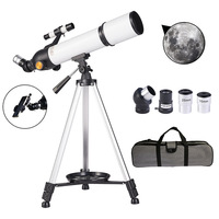 Telescopio Astronómico Refractor Portátil de 70 mm de Apertura y 500 mm con Montura Completamente Multicapa, Profesional, en Venta