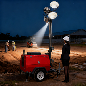 Torre de luz móvil portátil Diesel Gener, torre de construcción montada en remolque, torre de luz móvil para exteriores - Product Image 5