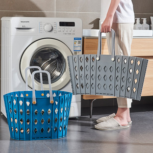 Wholesale Huaxiang Brand Large Wall-Mounted Foldable PP Laundry <strong>Basket</strong> Handles <strong>Hanging</strong> Design Blue/<strong>Grey</strong>/Beige Storage - Product Image 1
