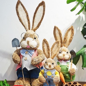 Coniglio Artigianale in Paglia Intrecciata da 35cm, Decorazione <span class=keywords><strong>Vintage</strong></span> per la Casa, Regalo di Pasqua, Modello Decorativo Intrecciato - Product Image 6
