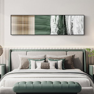 Conjunto <span class=keywords><strong>de</strong></span> 1 Cuadro Moderno Abstracto <span class=keywords><strong>de</strong></span> Pared, Pintura en Lienzo con Textura Verde Dorado para Dormitorio, Hotel, Decoración Sobre la <span class=keywords><strong>Cama</strong></span> - Product Image 2