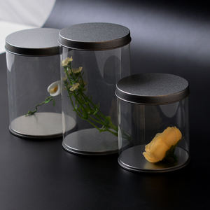 Custom Transparent Clear Plastic Window PVC <strong>PET</strong> Flower Box with Metal Tin Lid - Product Image 1