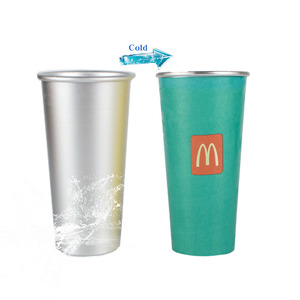 Custom Colored Party Cup Promotional Disposable Aluminum Drinking Cup Beer Metal Tumbler Reusable Aluminum Cooling Cup
