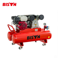 Compresseur d'air à moteur lubrifié portable à essence BISON (CHINE) 100L 5.5HP 535L/min 10Bar pour chantier de construction