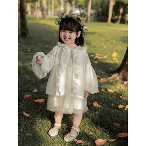 Robe de princesse en jacquard blanc personnalisé de <span class=keywords><strong>boutique</strong></span> Robe sans manches à col rond Robes de filles de style américain - Product Image 4
