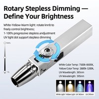 Lampe torche industrielle multifonctionnelle en acier inoxydable avec détecteur de fluorescence de jade 365nm, faisceau spot, vente en gros