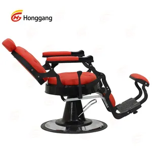 Wholesale Price Custom Professional Modern Salon Reclining Hydraulic Pump Vintage Red Barber Shop Chair For Men