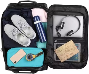 Bolsa de lona personalizada de fábrica con ruedas, 70L, repelente al agua, equipaje de viaje con rodillos, 25 pulgadas, color negro - Product Image 5