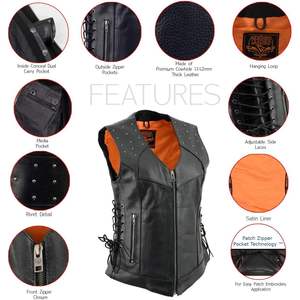 2025 gilet de cavalier en cuir classique de qualité supérieure pour femmes lacets latéraux réglables moyens-pour la moto - Product Image 2