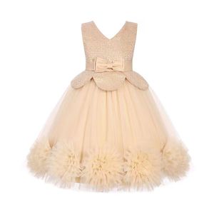 Robe de mariée pour enfants en stock en gros, robe courte à manches courtes en dentelle pour filles, robe de princesse pour spectacle d'anniversaire, design de gâteau court - Product Image 2