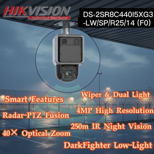 Caméra dôme extérieure Hikvision DS-2SR8C440I5XG3-LW/<span class=keywords><strong>SP</strong></span>/R25/14(F0) 4 MP avec zoom optique 40X, radar PTZ, vitesse réseau 5G et IR 250m - Product Image 1