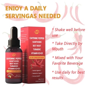 Suplemento Líquido de Pimienta de Cayena con Espino Blanco, Remolacha, Cúrcuma y Vitaminas K2+D3 de Marca Privada OEM para la Salud Inmunológica - Product Image 4