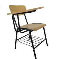 Chaise d'étudiant avec tablette d'écriture et porte-livre, chaise de bureau en contreplaqué pour salle de classe