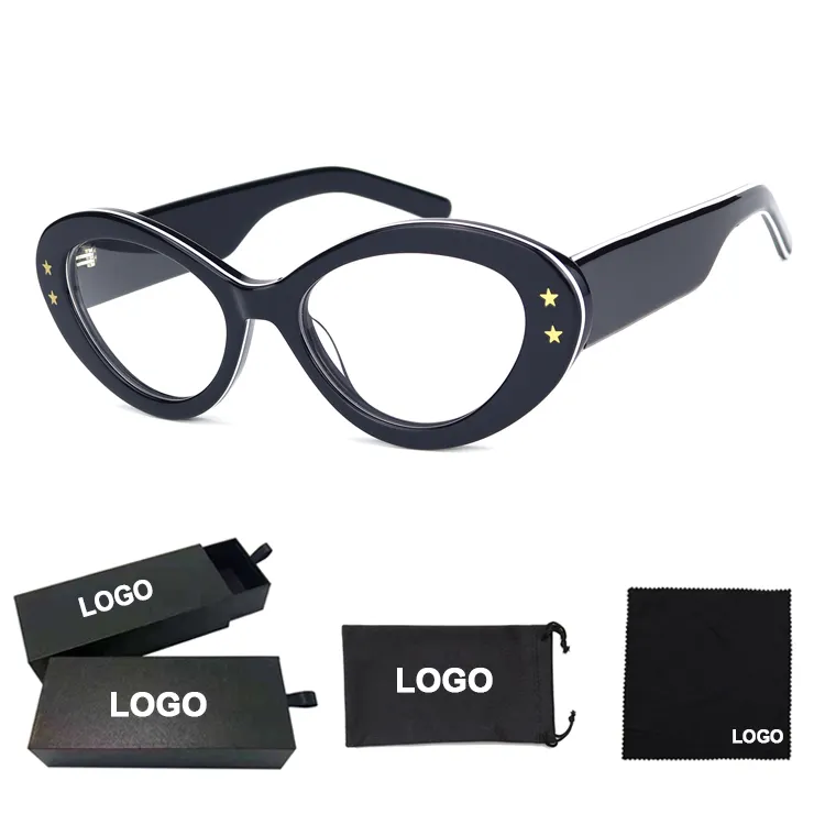 新しいファッションデザイン卸売ファッショナブルな光学眼鏡フレーム楕円形フレーム眼鏡アセテート眼鏡女性男性2024