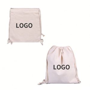 2025 <b>Canvas</b> Drawstring Bag Promotion <b>Large</b> Capacity <b>Plain</b> Cotton Drawstring Bag Backpack for Outdoor - Product Image 2