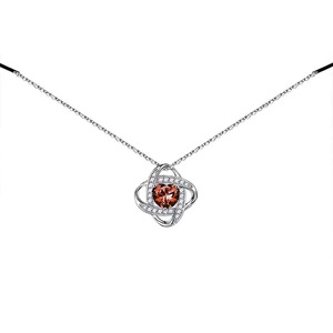 Collares de cristal rojo/azul grandes en forma de corazón con diseño de nudo de estilo contratado para joyería chapada en plata de alta calidad para mujer - Product Image 4