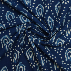 Tela de diseño geométrico con estampado de bloque de mano azul índigo, ligera para camisas, bolsos, cortinas, lencería, decoración del hogar para niños y niñas - Product Image 1